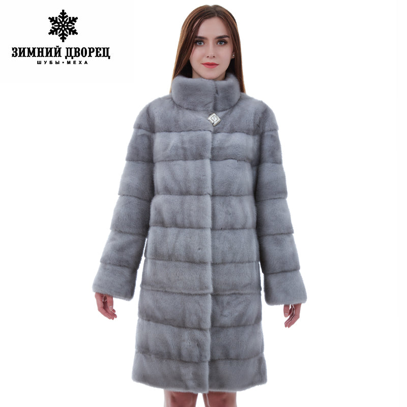 Natural furs women's  fur coat Fashion Slim Furmink coat sapphire mink fur coat fur coats for women Mandarin Collar