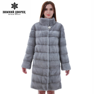 Natural furs women's  fur coat Fashion Slim Furmink coat sapphire mink fur coat fur coats for women Mandarin Collar
