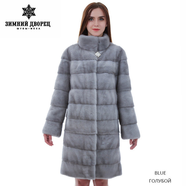 Natural furs women's  fur coat Fashion Slim Furmink coat sapphire mink fur coat fur coats for women Mandarin Collar