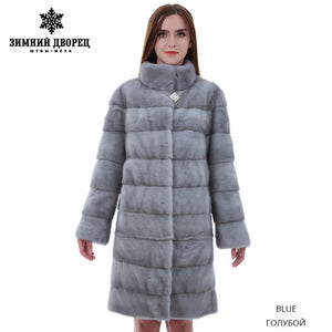 Natural furs women's  fur coat Fashion Slim Furmink coat sapphire mink fur coat fur coats for women Mandarin Collar