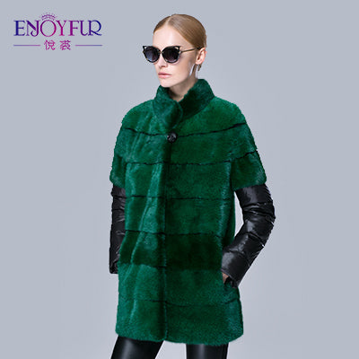 Women's winter fur coats genuine mink fur down coat 38-48 plus size thick warm mink coats removed sleeve mink fur vest hot sale