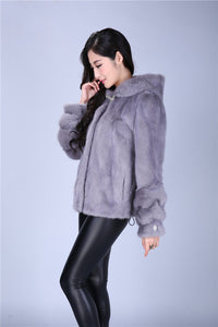 new whole mink  fur short coat big yards loose hooded Puff female