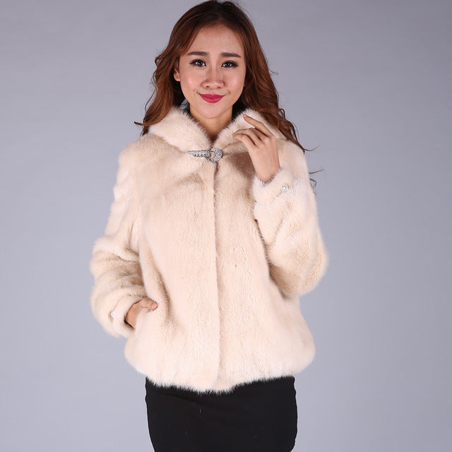 new whole mink  fur short coat big yards loose hooded Puff female