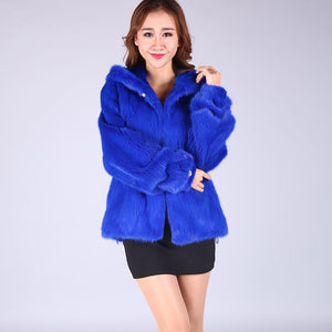 new whole mink  fur short coat big yards loose hooded Puff female