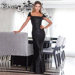 Free Shipping! Elegant Fashion Square Neck Oil Print Embellished Gown HL Celebrity Maxi Long Bandage Dress