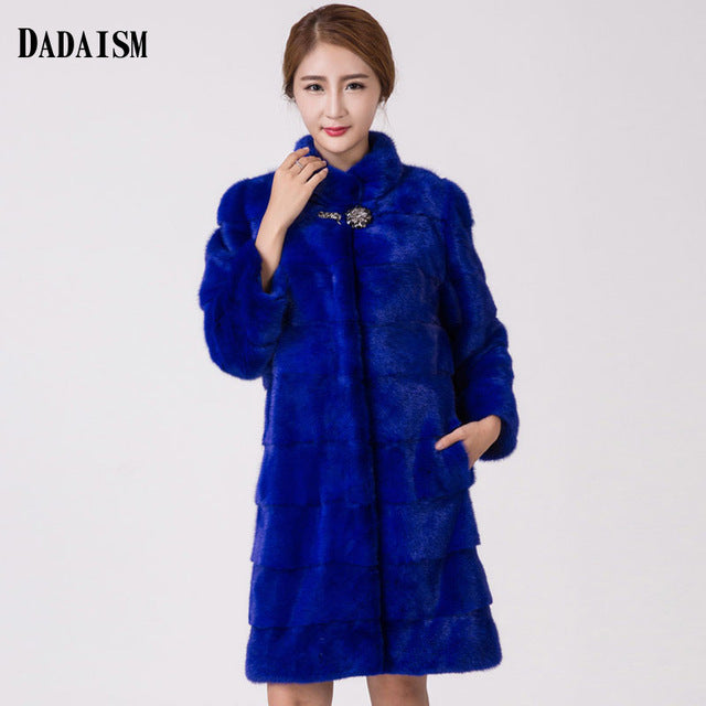 2017 new fashion women fur  coat mink long section collar free shipping