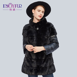 Women's winter fur coats genuine mink fur down coat 38-48 plus size thick warm mink coats removed sleeve mink fur vest hot sale