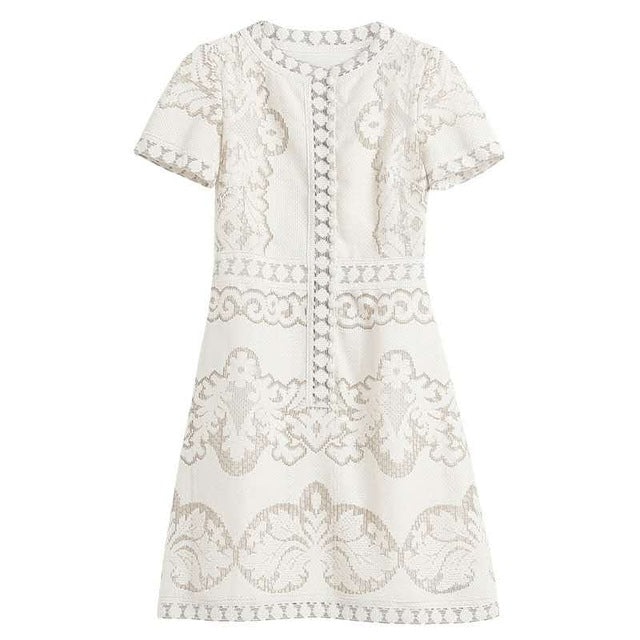 Brand SOPAKA High Quality Original Designer Short Sleeve White Fashion Summer Midi Women Dress