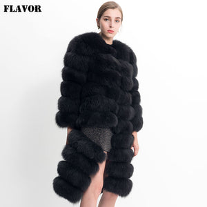 New Brand Winter Real Fox Fur Coat Thick Warm Detachable sleeve bottom fur vest Women's Real fur Coat