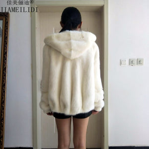 new whole mink  fur short coat big yards loose hooded Puff female