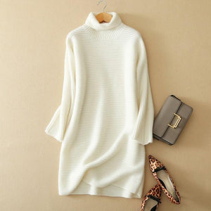 SHUCHAN Winter Cashmere Dress Woman New Arrival Cashmere Knitted Dresses Autumn And Winter Fashion Elegant Basic B351