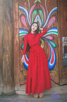 New High Quality Explosions Leisure Vintage Elegant  Dresses Women Embroidery Full Sleeve pure color Spring Casual Shirt Dress