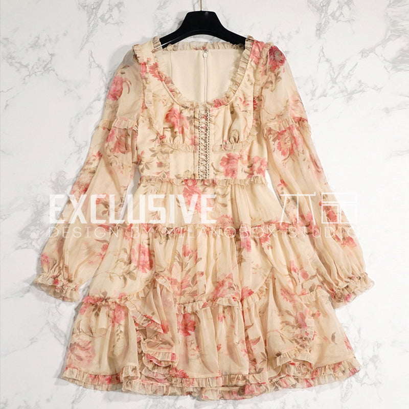 Svoryxiu 2018 Summer Floral Print Mini Dress Women's Lantern Sleeve Bohemian Holiday Beach Femme Dress