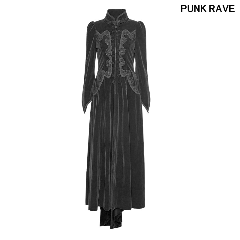 PUNK Gothic Palace Swallow Tail Long Dress Fashion personality show Slim and elegant big waves swallow tail Dress PUNK RAVE
