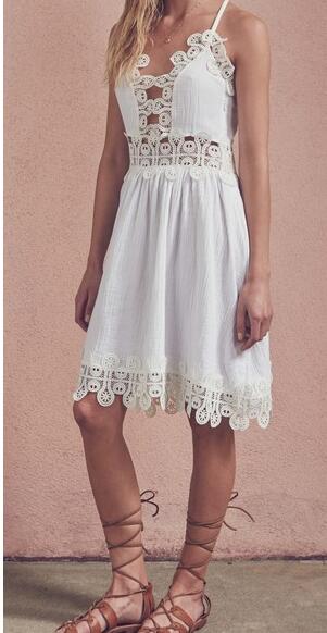 Summer Luxury White Tayler Fashion Woman Crochet Embroidery Short Dress With thin straps Hollow detail hot beach dresses