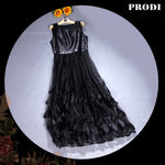 PRODI  spring women genuine leather and lace dress black sheepskin and lace long dress women PR1718