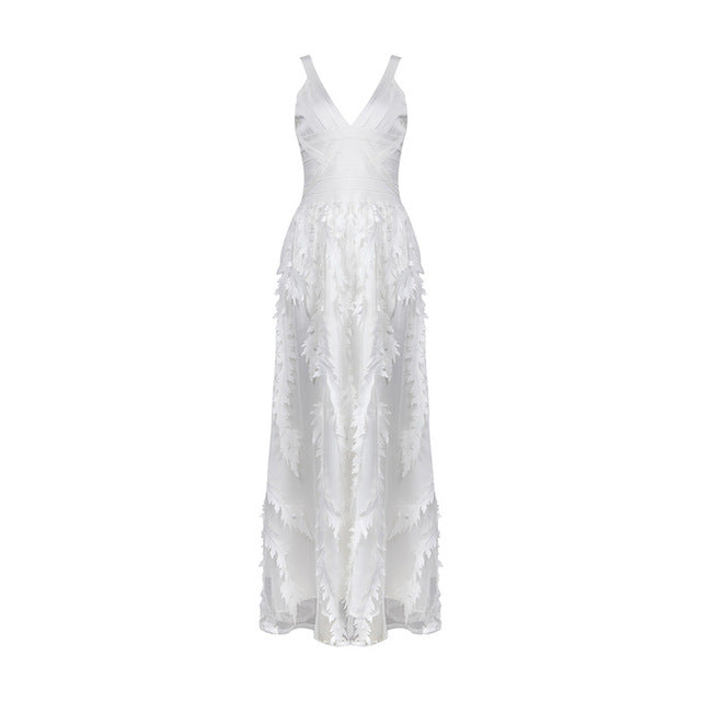 ailigou  Summer women dress celebrity party black white bandag dress sexy sleeveless v neck A-line dresses vestido wholesale