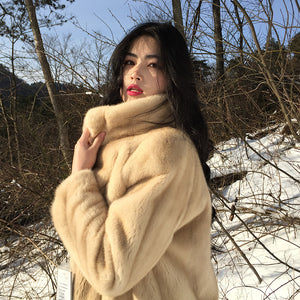 Genuine mink fur coat women winter thick warm fur luxury marten coat elegant high end quality mink jacket female elegant 0722O