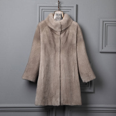 Genuine mink fur coat women winter thick warm fur luxury marten coat elegant high end quality mink jacket female elegant 0722O