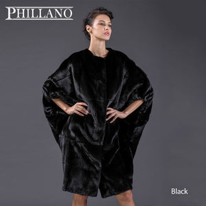 PHILLANO  New Premium Women mink garment natural fur Batwing sleeve fur  coat of mink Scandinavia Denmark NAFA YG13092-100