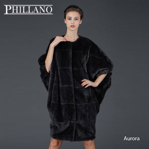 PHILLANO  New Premium Women mink garment natural fur Batwing sleeve fur  coat of mink Scandinavia Denmark NAFA YG13092-100