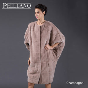 PHILLANO  New Premium Women mink garment natural fur Batwing sleeve fur  coat of mink Scandinavia Denmark NAFA YG13092-100