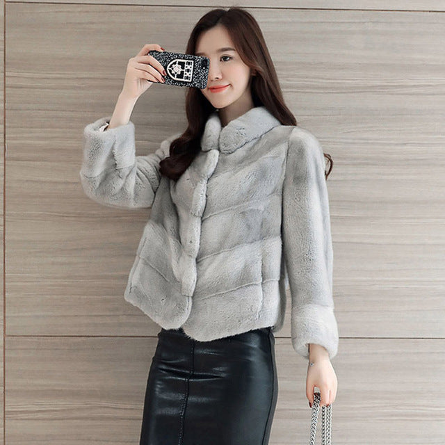 M.Y.FANSTY 2017 new Haining mink fur grass short jacket jacket mink coat full mink casual jacket Women winter Mink fur jacket