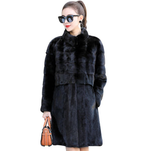 new winter women real natural mink fur coat long