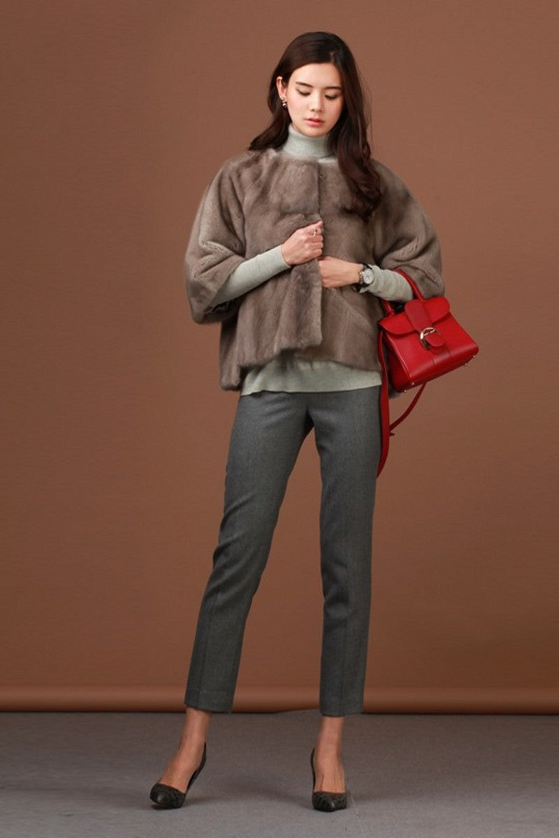 Arlenesain custom women short fashion mink fur coat. 370