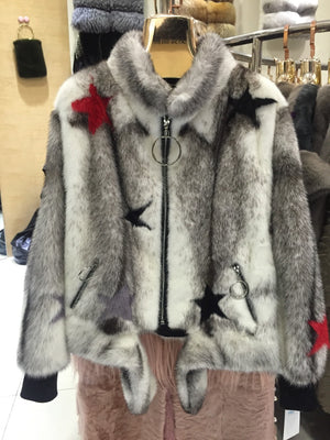 SQXR FUR real mink fur fashion jacket  women real mink Fur coat women  natural mink  fur