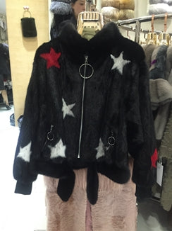 SQXR FUR real mink fur fashion jacket  women real mink Fur coat women  natural mink  fur