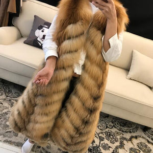 lady fur vest women real red/silver fox fur vest natural fur vest