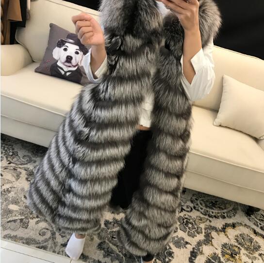 lady fur vest women real red/silver fox fur vest natural fur vest