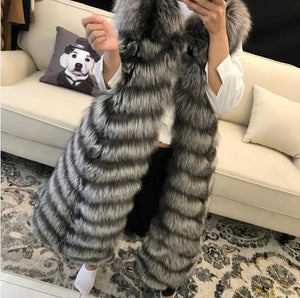 lady fur vest women real red/silver fox fur vest natural fur vest