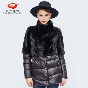 new arrival shor coat for women real mink fur with down sleeve warm fur genuine leather outwear coat can be detachable hot