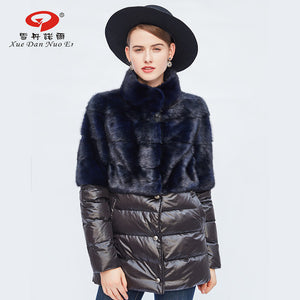 new arrival shor coat for women real mink fur with down sleeve warm fur genuine leather outwear coat can be detachable hot